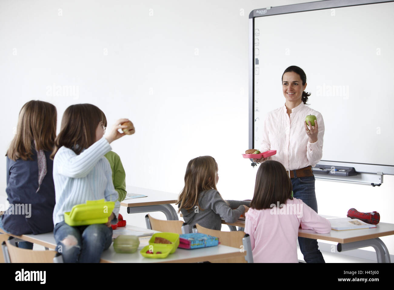 I bambini, la scuola break, cibo, insieme, Foto Stock