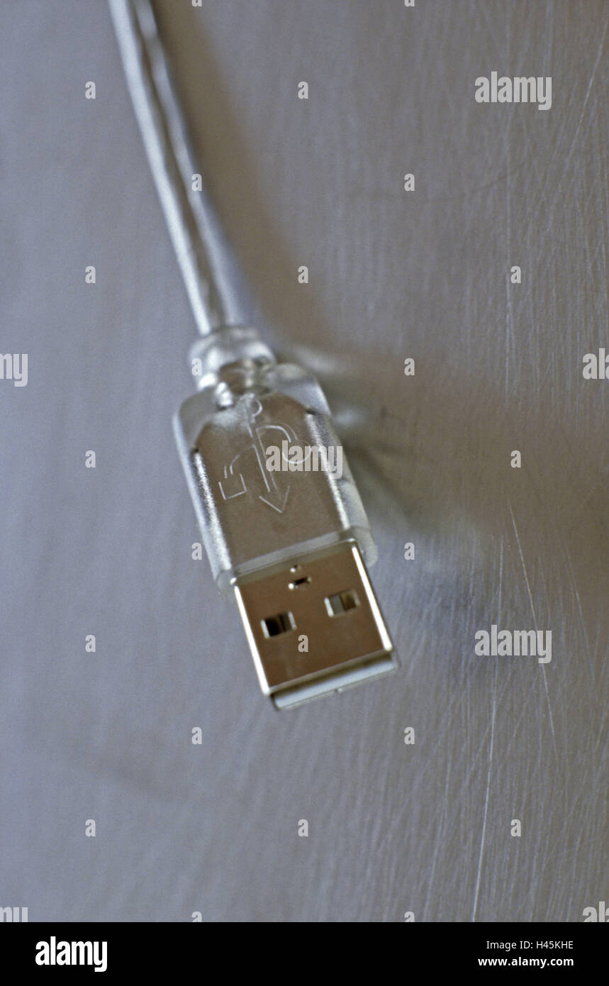 Connettore USB tipo A bus seriale universale, cavo USB, cavo, collegamento e trasferimento dei dati, il connettore, collegamento a spina, il collegamento e la connessione al dispositivo, connessione per il computer, Foto Stock