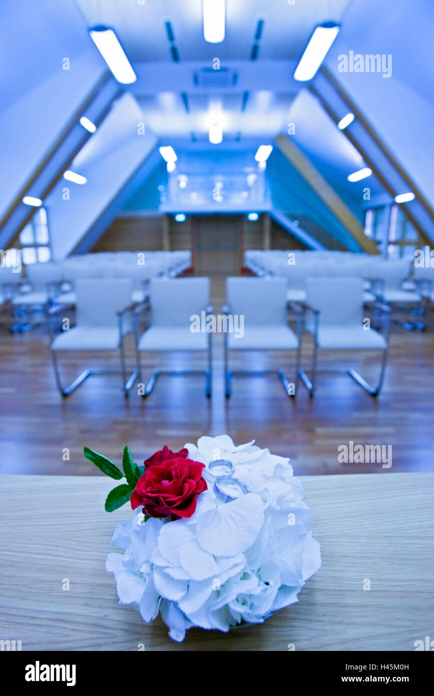 Chiesa, moderno, Wedding, anelli, sfocatura, Foto Stock