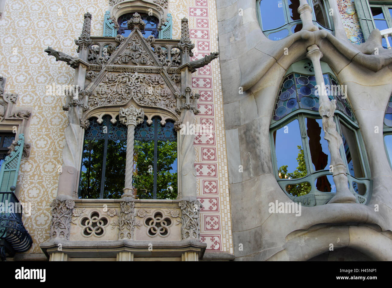 Dettaglio della Casa Batlló, progettato dall'architetto Antoni Gaudi. Barcellona. Spagna Foto Stock
