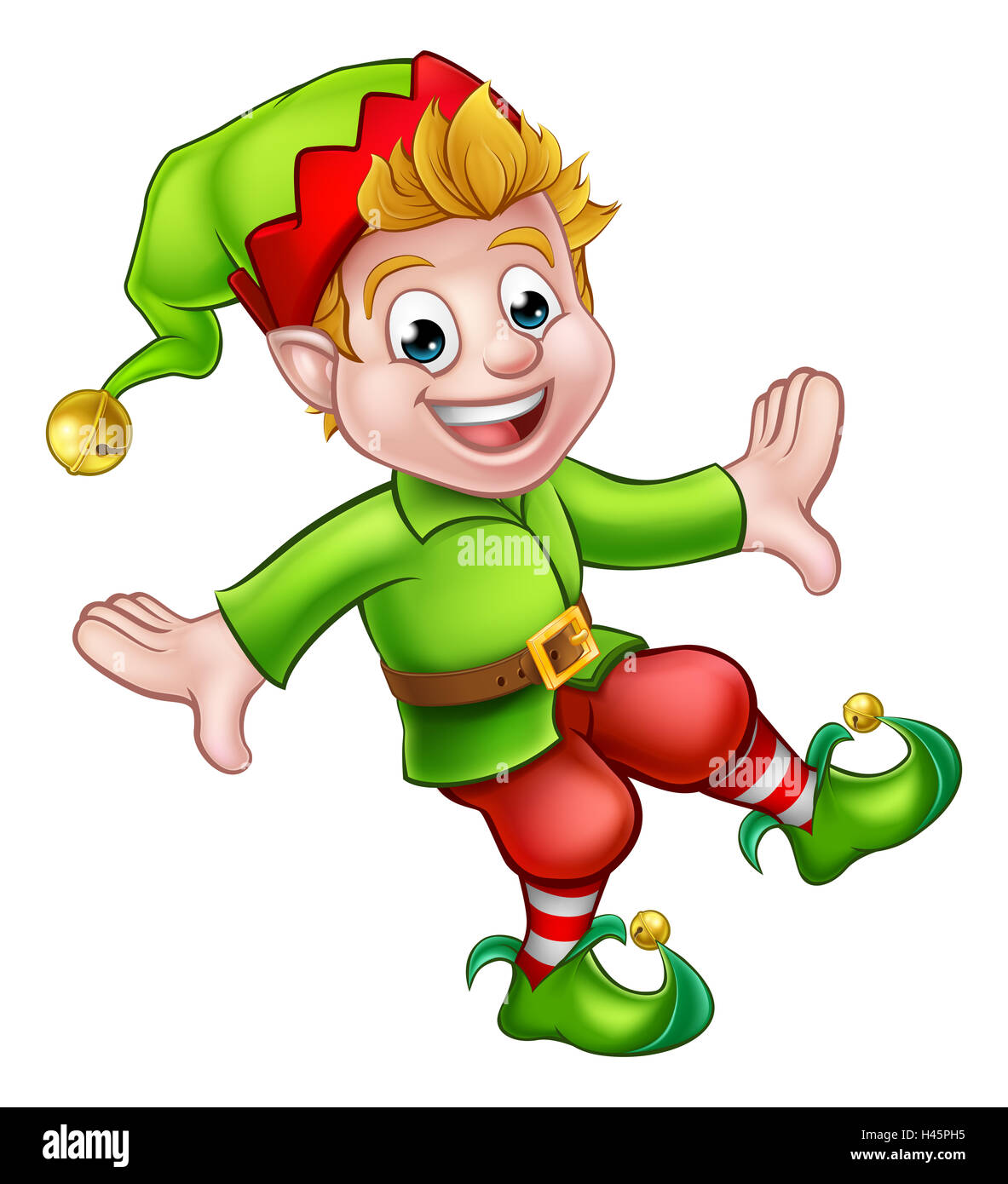 Un simpatico Natale elf pixie Santa helper personaggio dei cartoni animati Foto Stock