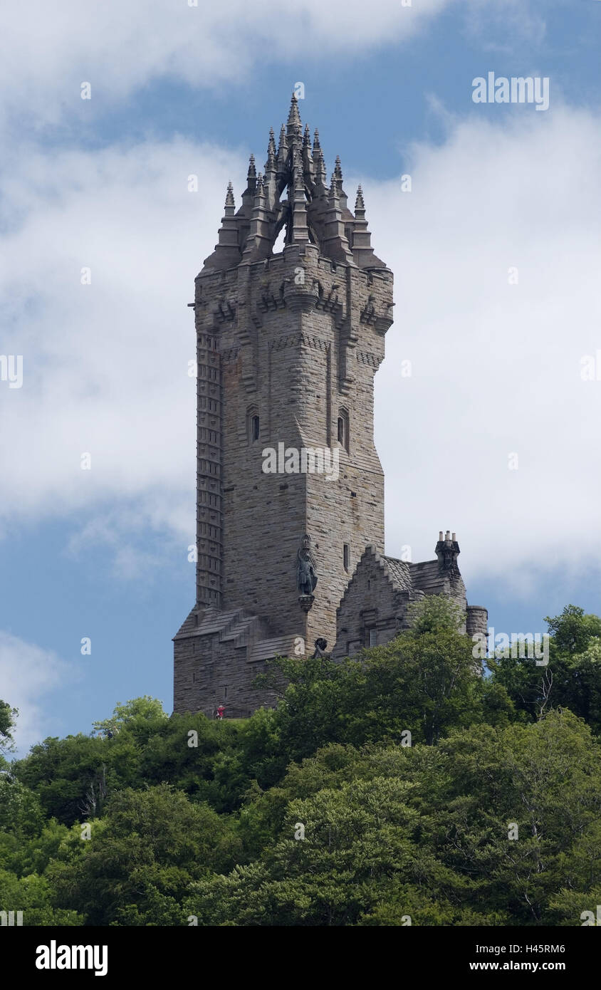 Gran Bretagna, Scozia, Stirling, tower, Wallace Monument, raccoglimento, battaglia, monumento William Wallace, luogo di interesse, la struttura presenta uno stile architettonico, architettura, facciata, struttura in pietra, architettura, Foto Stock