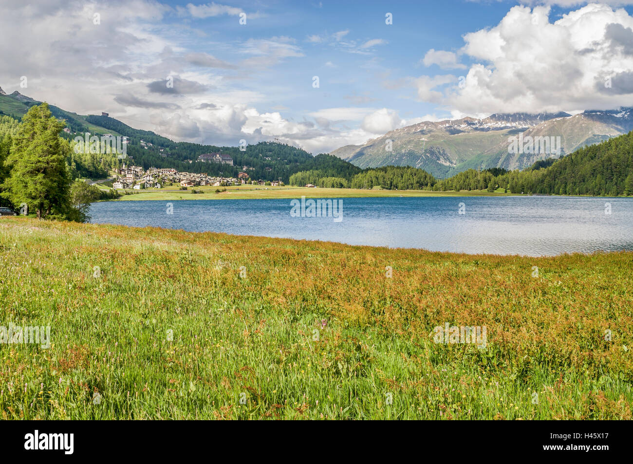 Lago di Champfer, alta Engadina, Svizzera Foto Stock