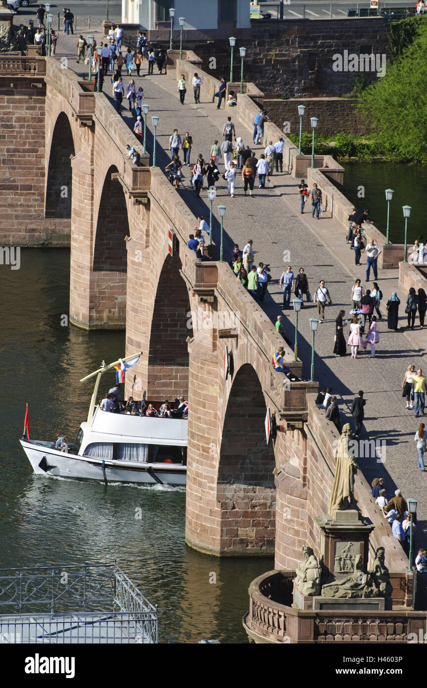 Heidelberg, Ponte Vecchio o Karl Theodor Bridge, Baden-Württemberg, Germania, Foto Stock