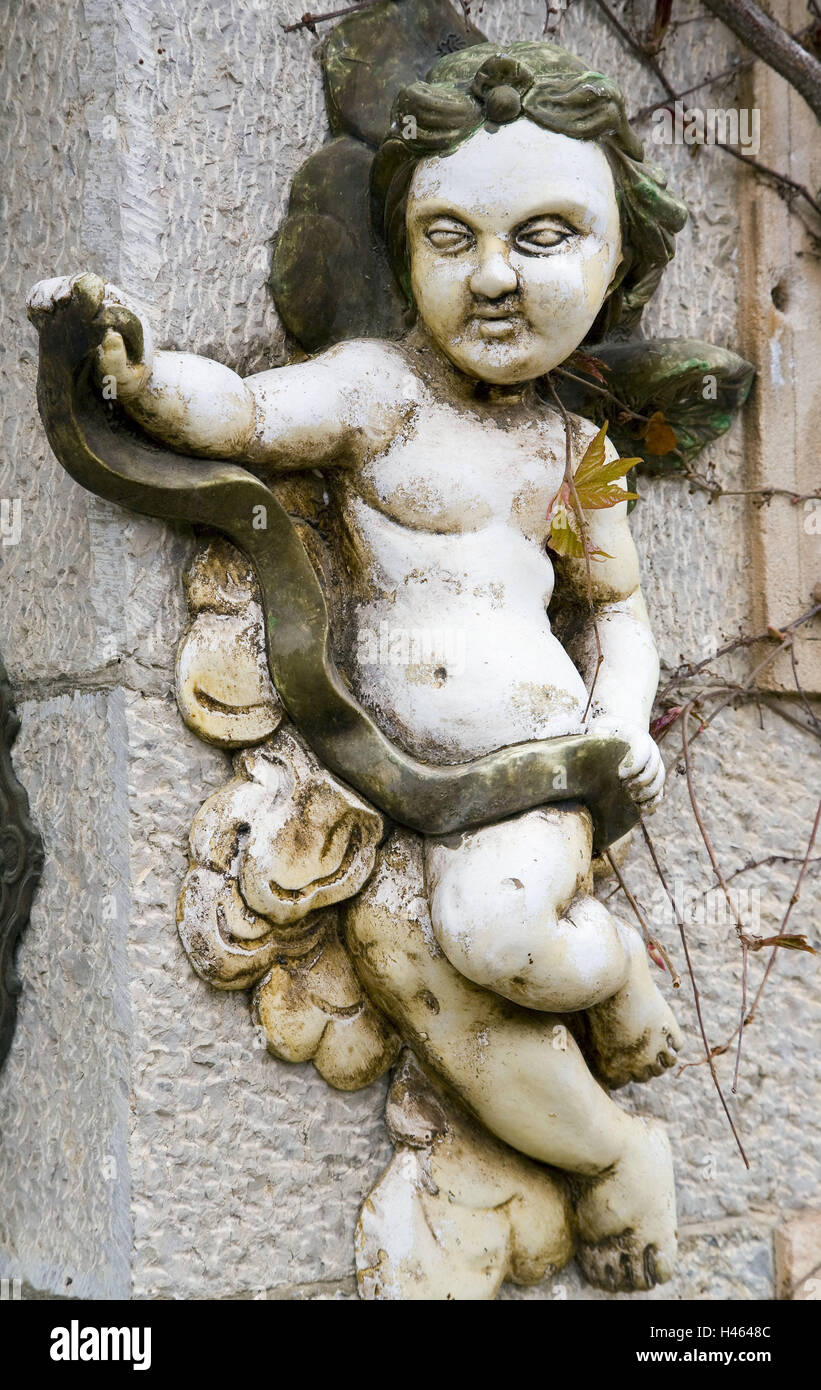 In Spagna, le isole Baleari, isola di Maiorca, Valldemossa, Kartause, parete, dettaglio, figura, destinazione, luogo di interesse, arte, abilmente, grazia nota, Angelo, Angelo figura, la fede, la religione, il cristianesimo, Foto Stock
