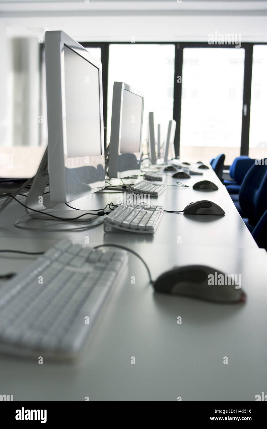 Ufficio, computer workstation, diverse, vista laterale, blur Foto Stock