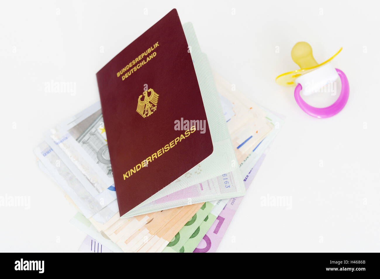 Passaporto del bambino, Tedesco, manichino, denaro, Foto Stock
