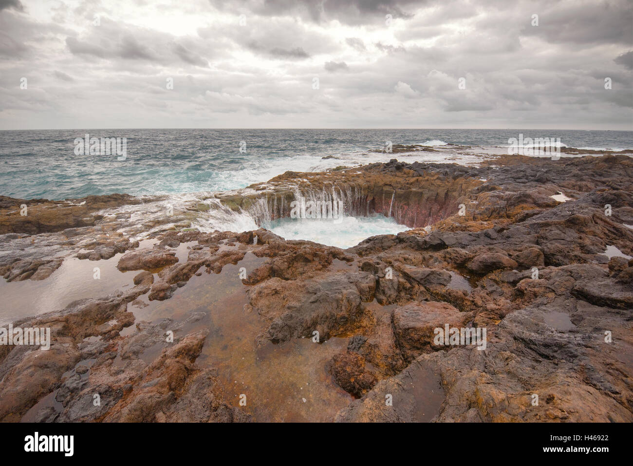 Blowhole, Bufadero de La Garita in Telde, Gran Canaria, Isole canarie, Spagna. Foto Stock