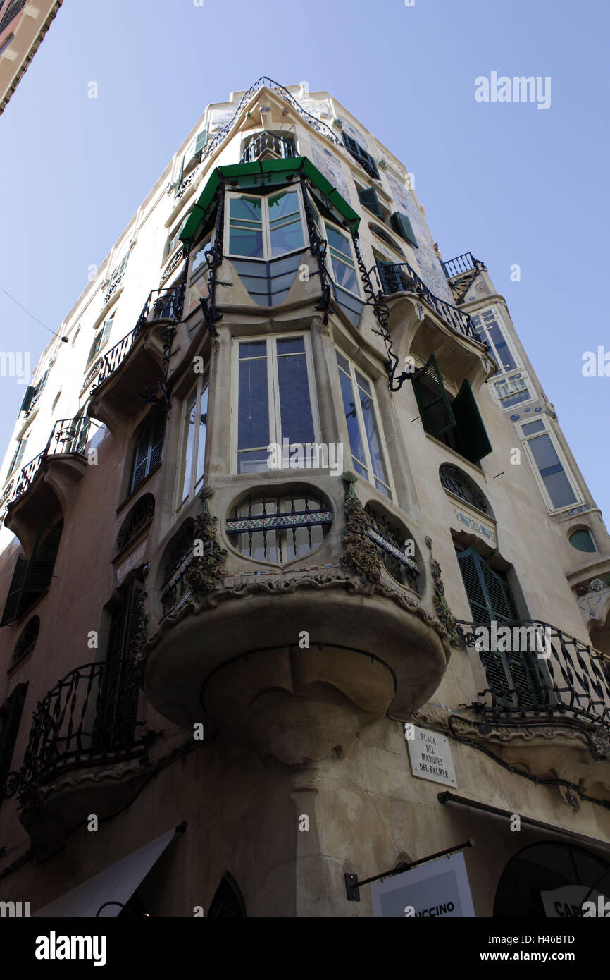 Spagna Isole Baleari Maiorca, Palma, edificio, facciata in stile art nouveau, Foto Stock