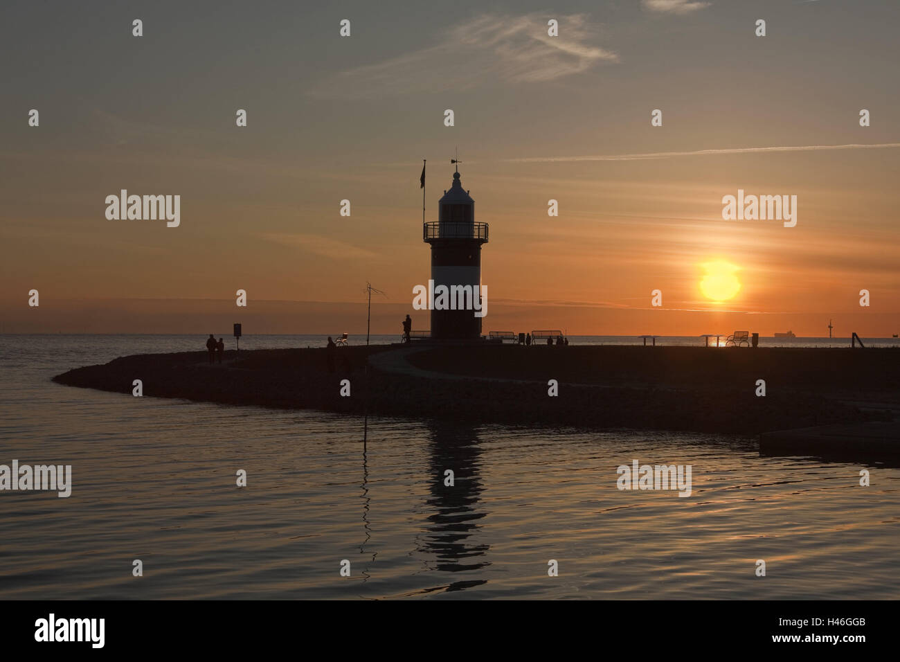 Germania, Bassa Sassonia, porto, tramonto, Wremen, Foto Stock