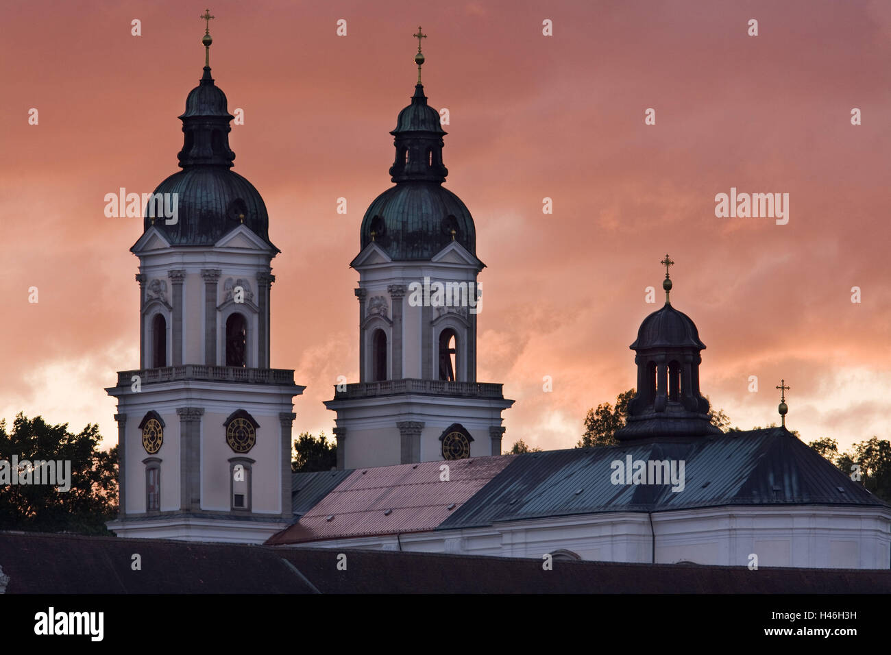 Austria, Austria Superiore, San Floriano Monastero, Monastero barocco, atmosfera serale, Foto Stock