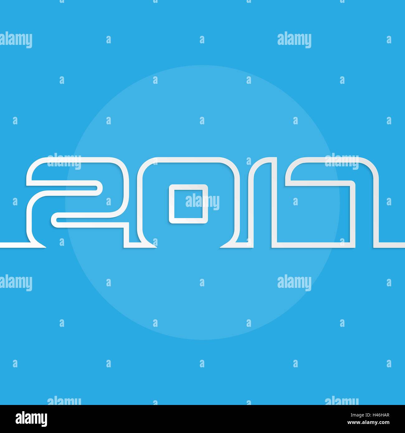 Lo stile lineare 2017 design di testo per il calendario o i modelli di biglietti di auguri Illustrazione Vettoriale