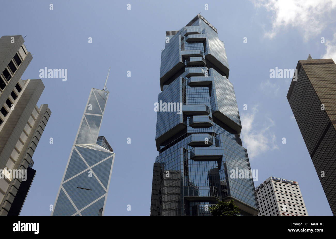 Alta sorge, Lippo Tower, Banca della Cina, cielo, Hong Kong, Cina Foto Stock