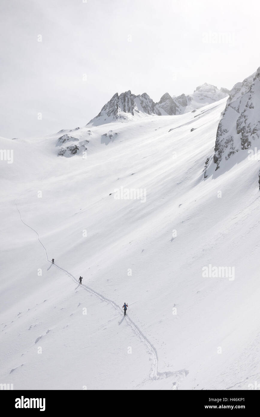 Austria Vorarlberg, Walsertal, Muttwangjoch, ski tourer, Foto Stock