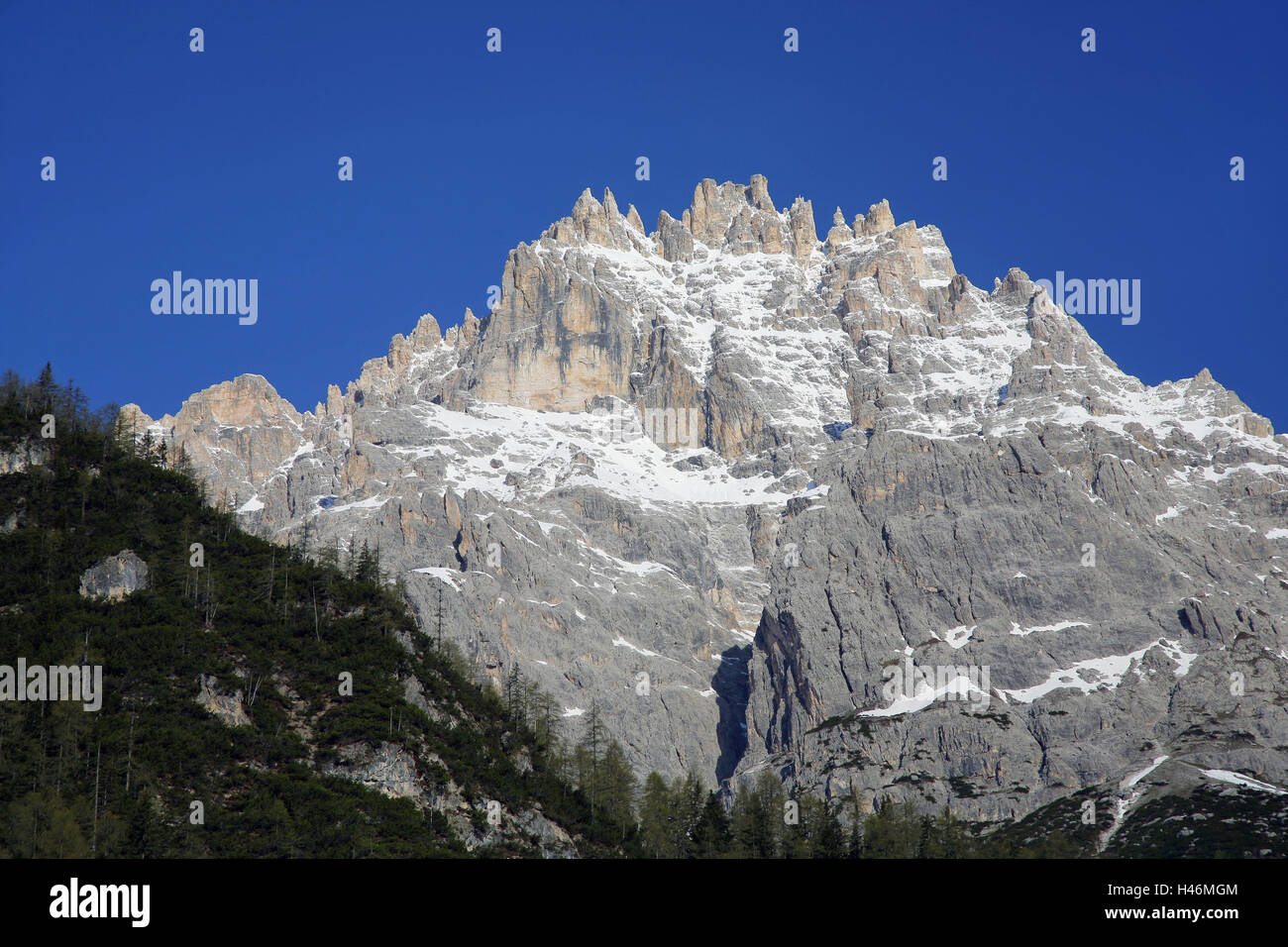 L'Italia, Alto Adige, Dolomiti, Fischleintal, Dreischusterspitze, Foto Stock