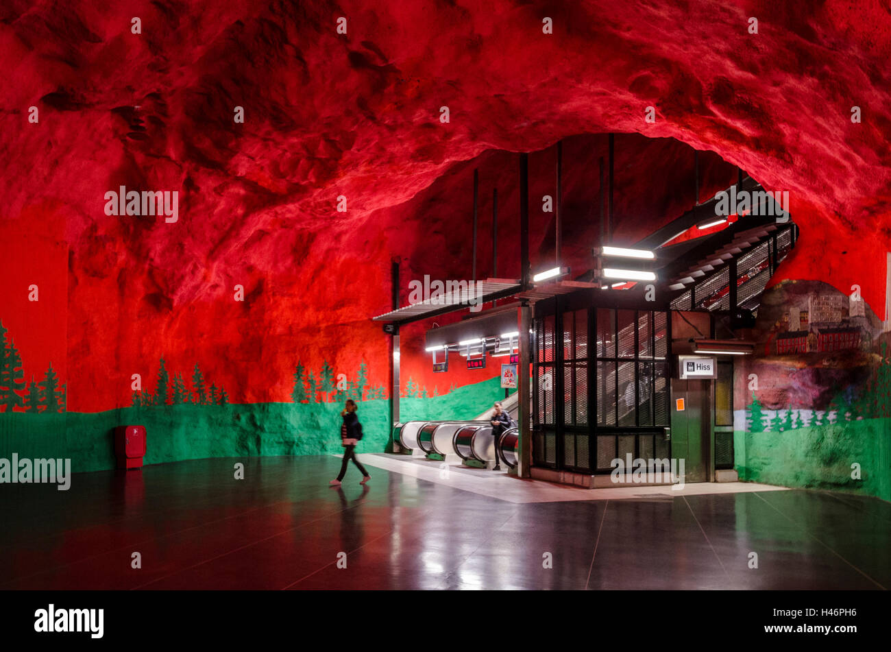 Solna Centrum, la stazione della metropolitana di Stoccolma, Svezia Foto Stock