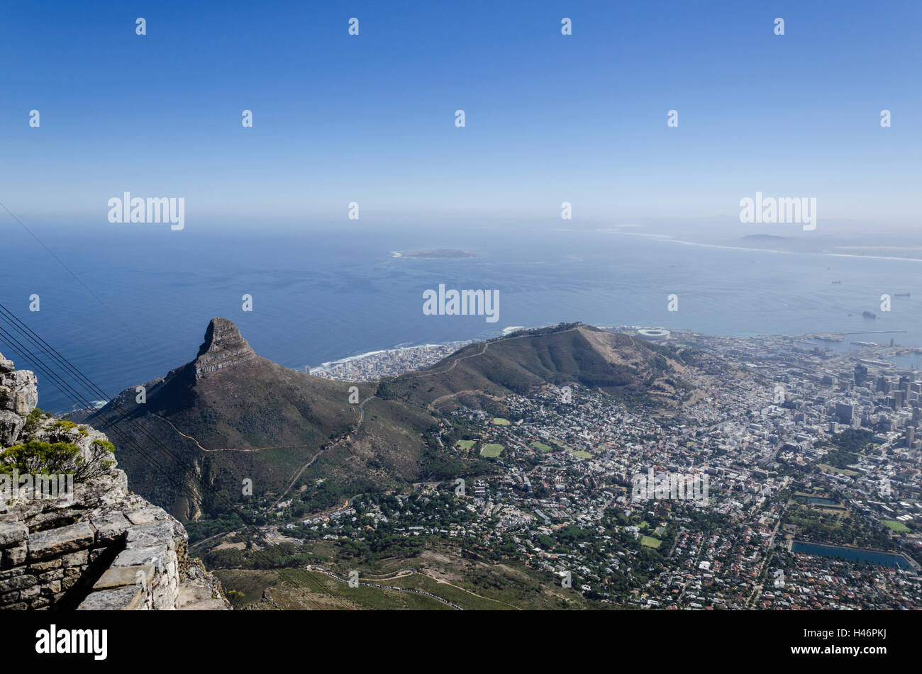 Vista dal Table Mountain e Cape Town, Western Cape, Sud Africa e Africa Foto Stock