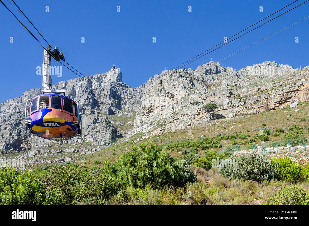 Table Mountain funivia, Cape Town, Western Cape, Sud Africa e Africa Foto Stock