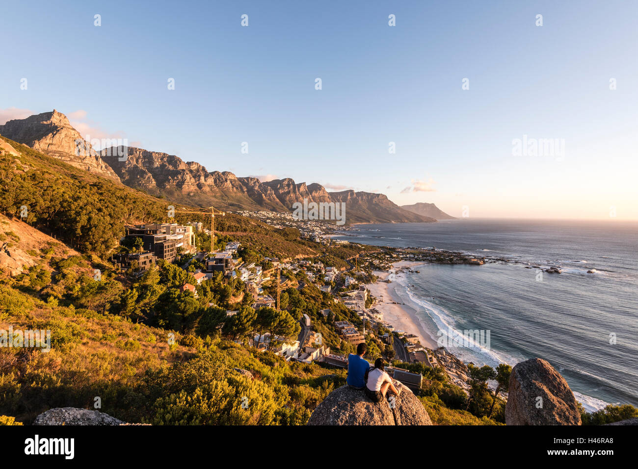 Tramonto, Clifton Beach, Bantry Bay, Città del Capo, Western Cape, Sud Africa e Africa Foto Stock