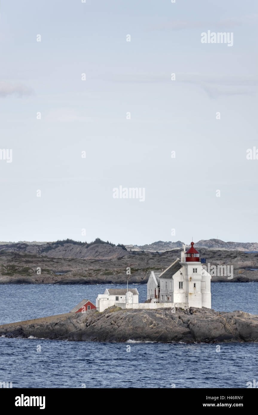 Norvegia Kristiansand, mare, faro, isole, spedizione, Mare del Nord, skerries, edificio, orientamento all'aperto, nessun popolo, beacon, acque, Skagerrak, Foto Stock