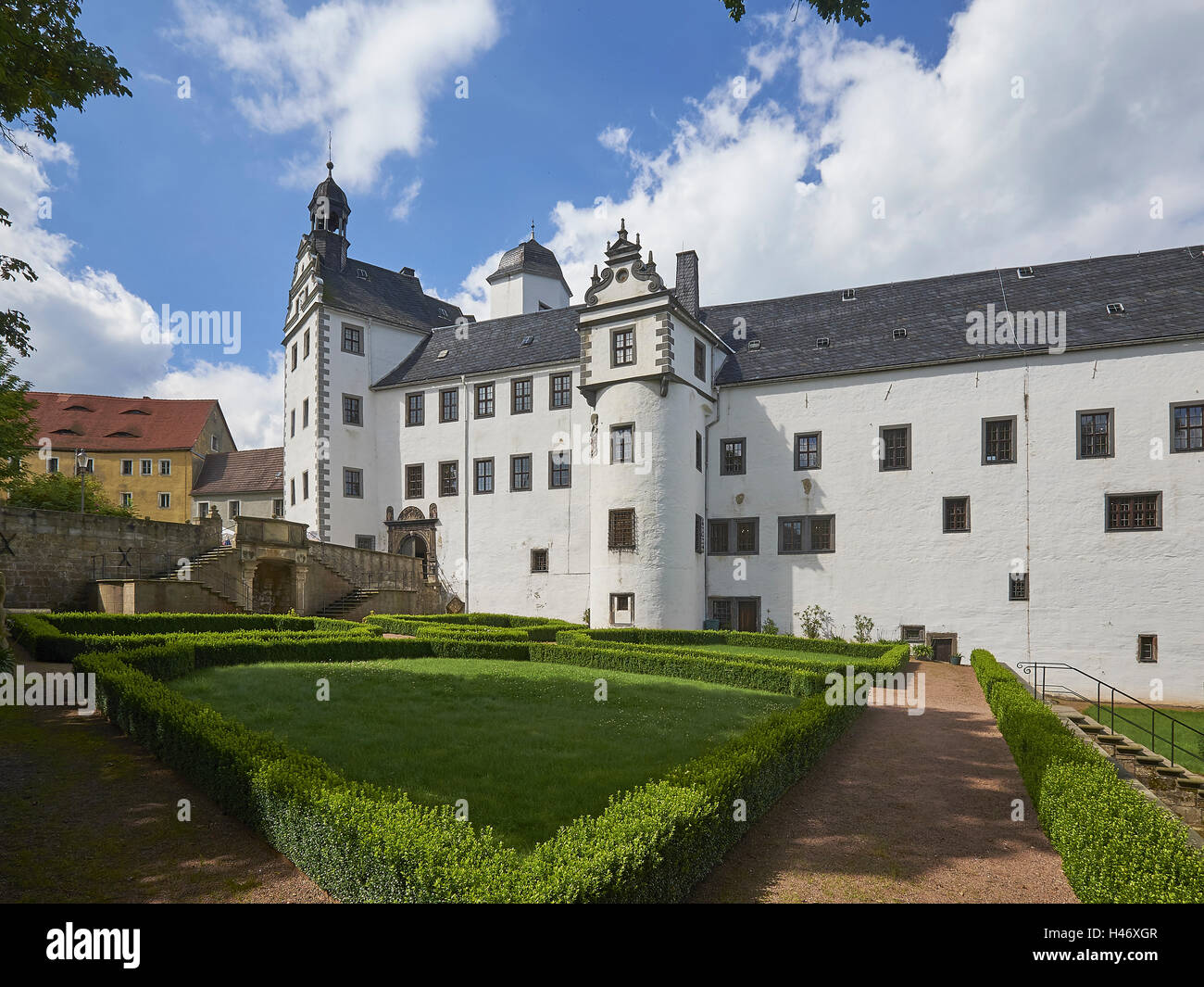 Il castello di Lauenstein, Monti Metalliferi, Bassa Sassonia, Germania Foto Stock