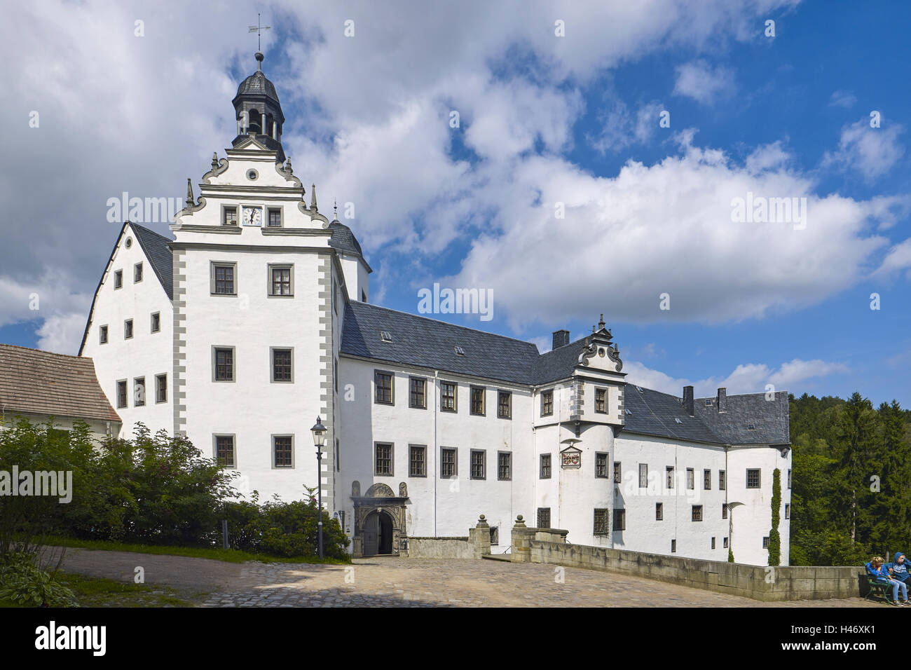 Il castello di Lauenstein, Monti Metalliferi, Bassa Sassonia, Germania Foto Stock