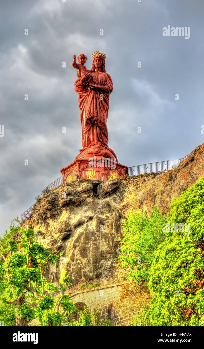 La statua di Notre-dame di Francia a Le Puy-en-Velay Foto Stock