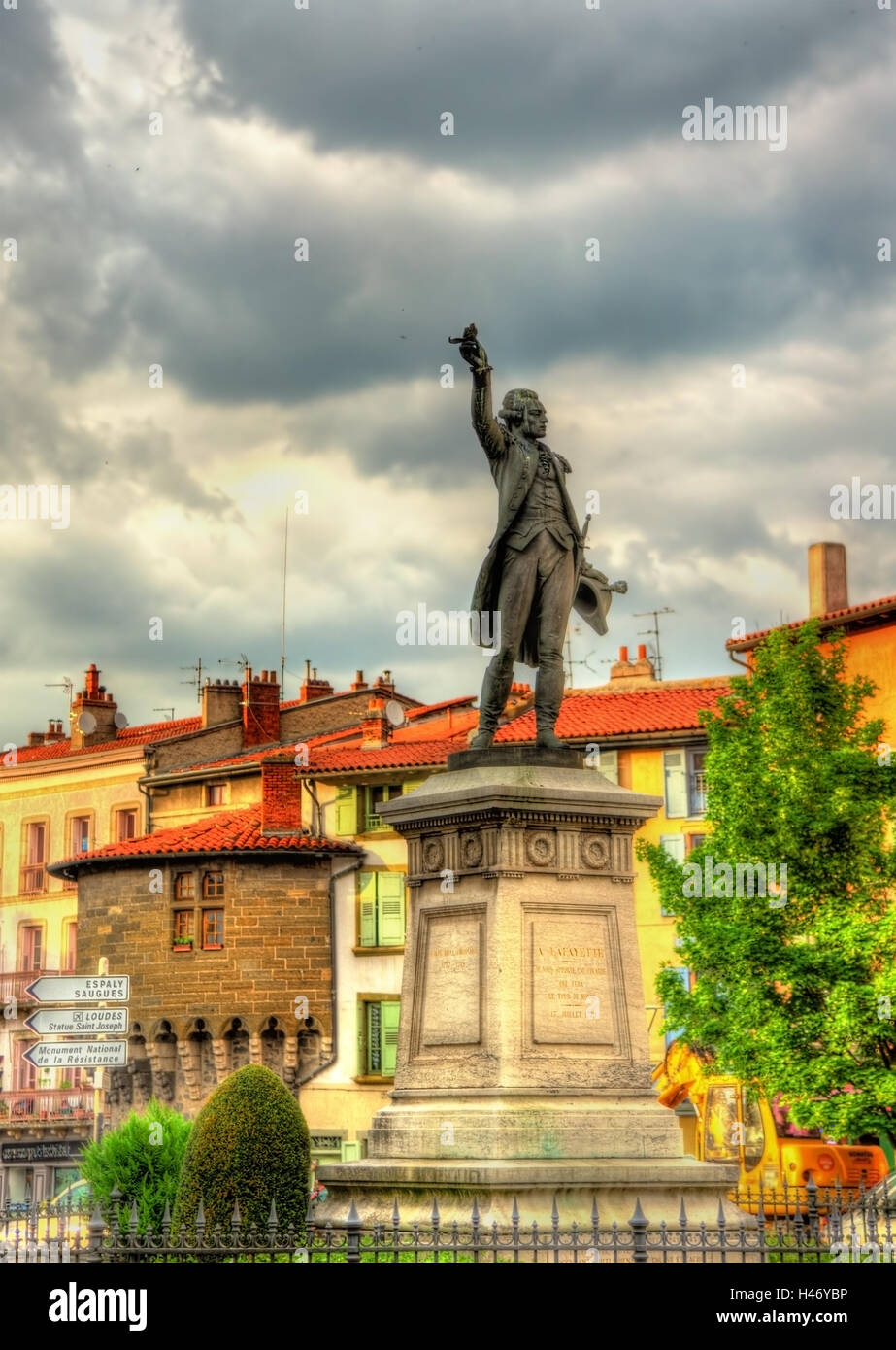 Statua del Marchese de Lafayette a Le Puy-en-Velay, Francia Foto Stock