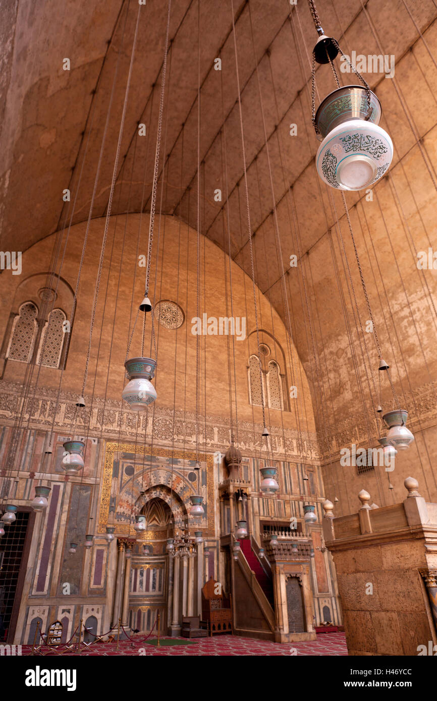 L'Egitto, al Cairo, Mosque-Madrassa del sultano Hassan, principale iwan, Foto Stock