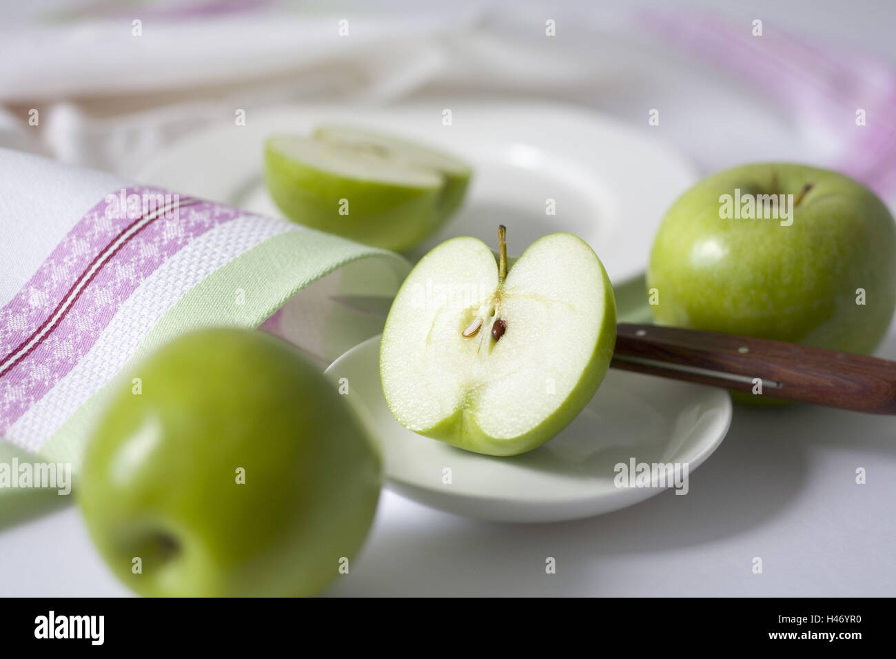 Due mele e una divisa apple, ordina "Granny Smith", Foto Stock