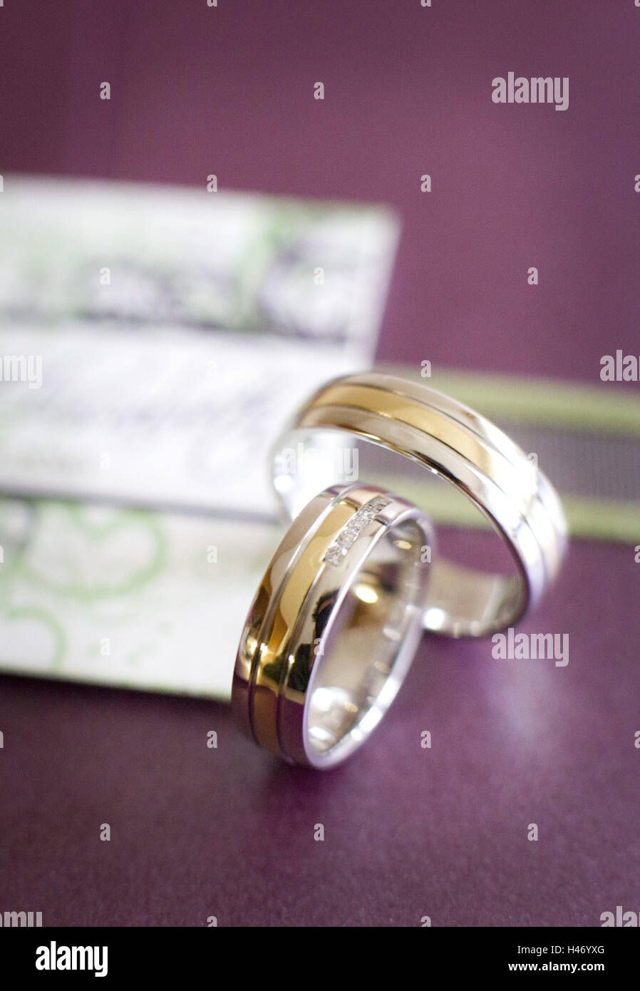 Gli anelli di nozze, schede, anelli, Foto Stock