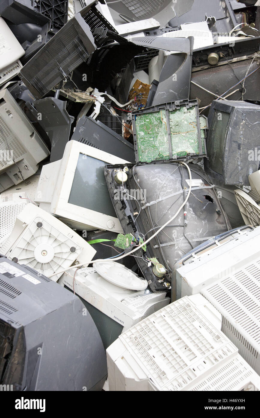 Monitor, il riciclaggio dei rifiuti elettrici, storage Foto Stock