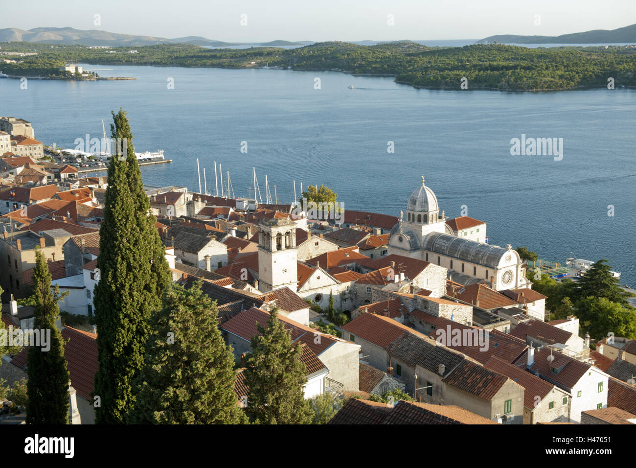 Croazia, Dalmazia, Sibenik, vista dal castello sulla città, Foto Stock