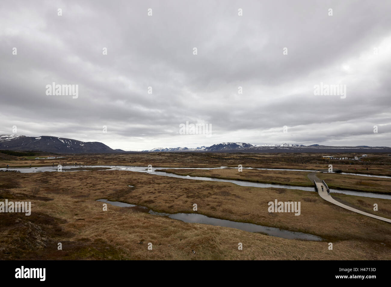 Dividere in placche continentali a Thingvellir parco nazionale di Islanda Foto Stock