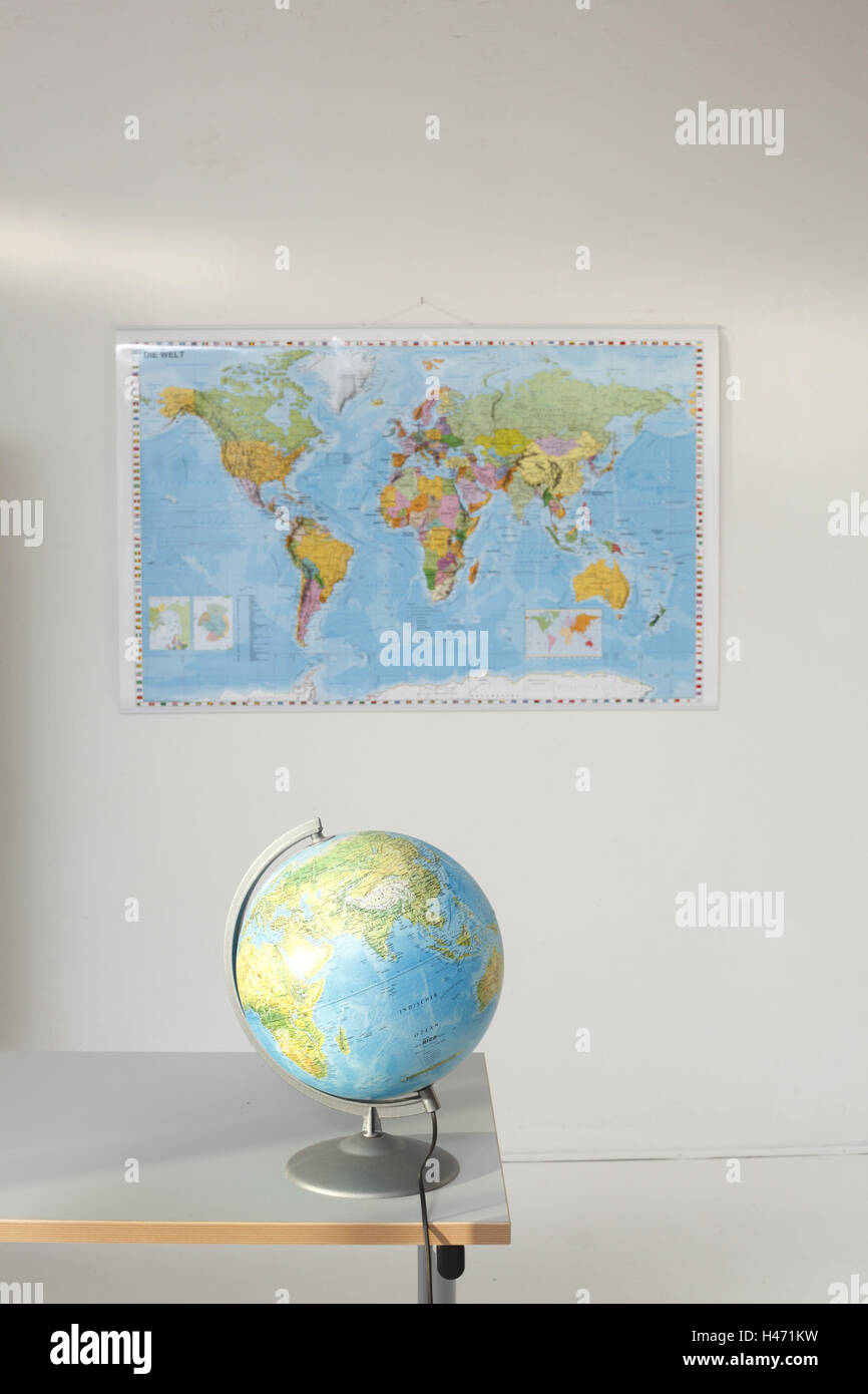 Mappa del mondo, Globe, Foto Stock