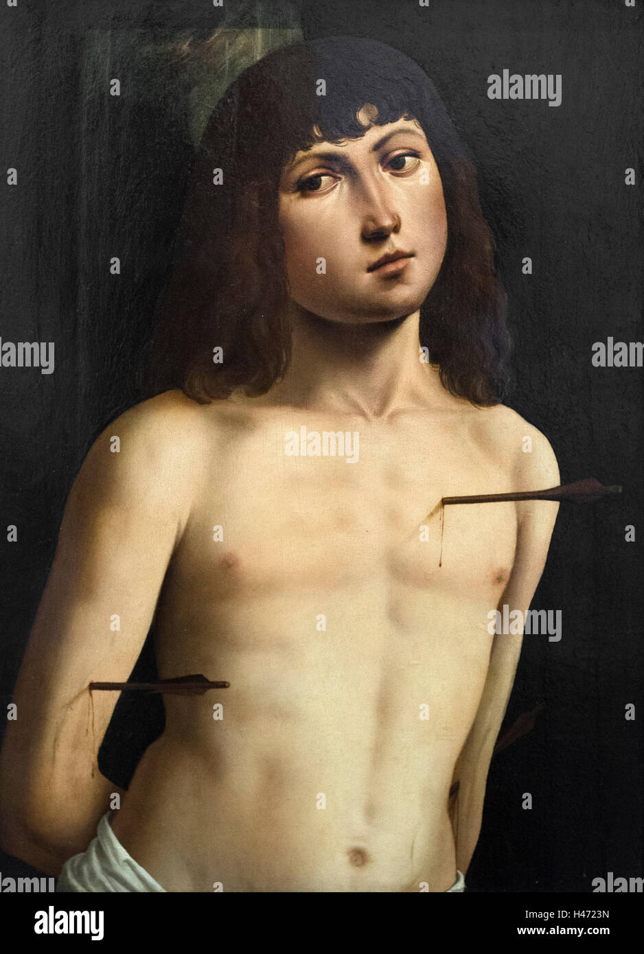 Lorenzo Costa (1460-1535), San Sebastiano, ca. 1490. San Sebastian. Foto Stock