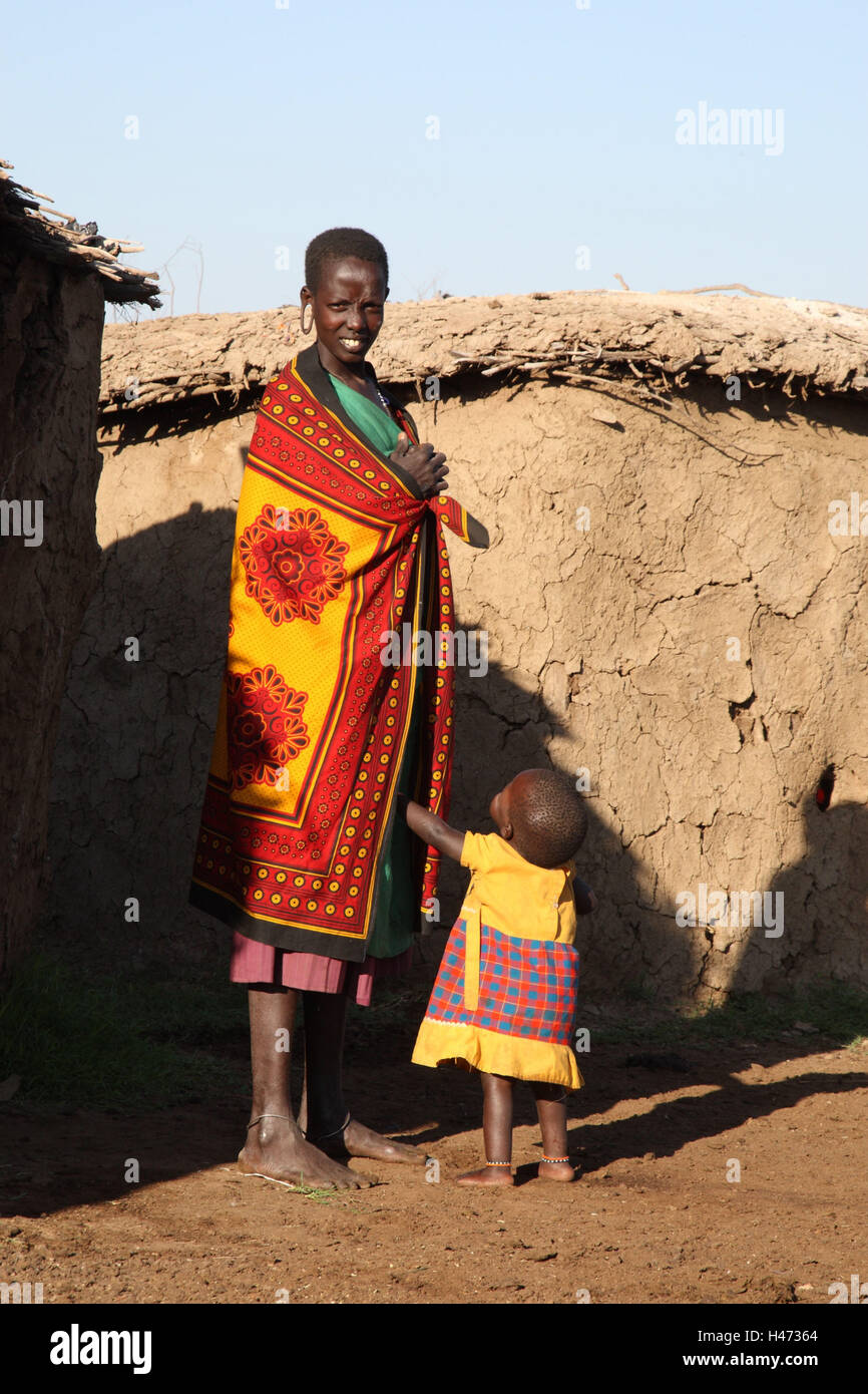 Masai Donna con bambino, Foto Stock