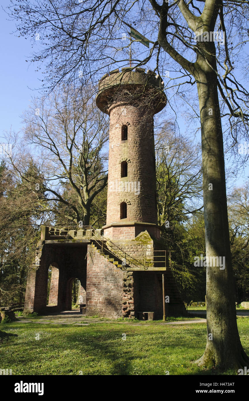 Heidelberg, rovina Stephanskloster, torre di osservazione, saint di montagna, Baden-Württemberg, Germania, Foto Stock