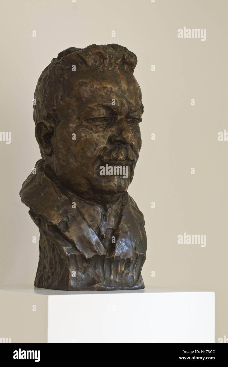 Heidelberg, Città Vecchia, Reichspräsident-Friedrich-Ebert-Gedenkstätte, luogo di nascita di Friedrich Ebert, busto Friedrich Ebert, Baden-Württemberg, Germania, Foto Stock