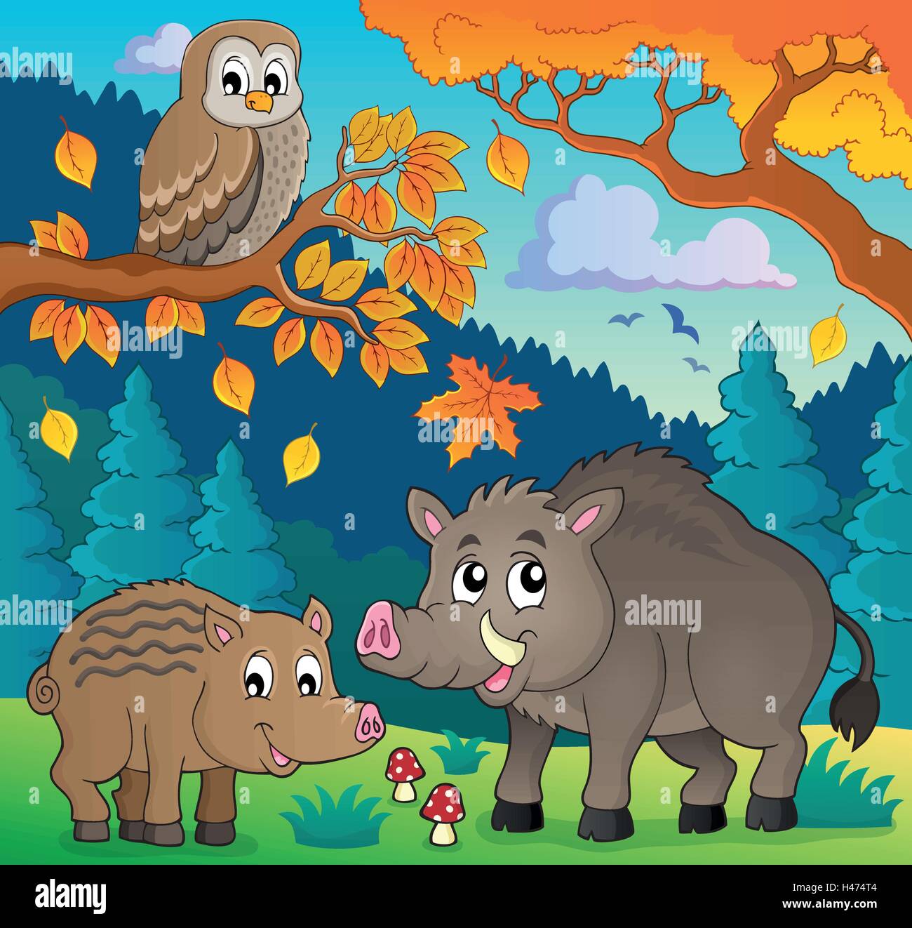 Forest wildlife foto tema 5 - eps10 illustrazione vettoriale. Illustrazione Vettoriale