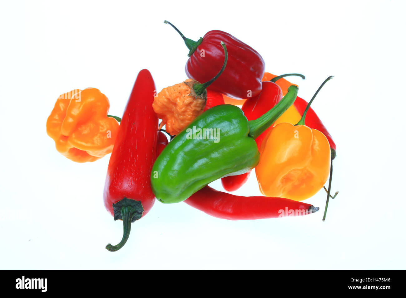 Parecchi chili pepper, Capsicum annuum Foto Stock