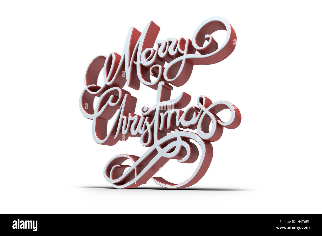 Tre dimensioni di testo Buon Natale in bianco e di colore rosso Foto Stock