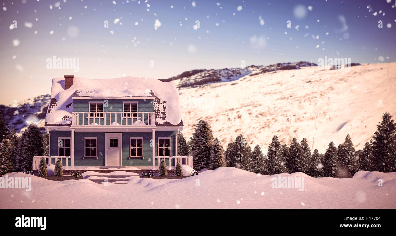 Immagine composita della coperta di neve house Foto Stock
