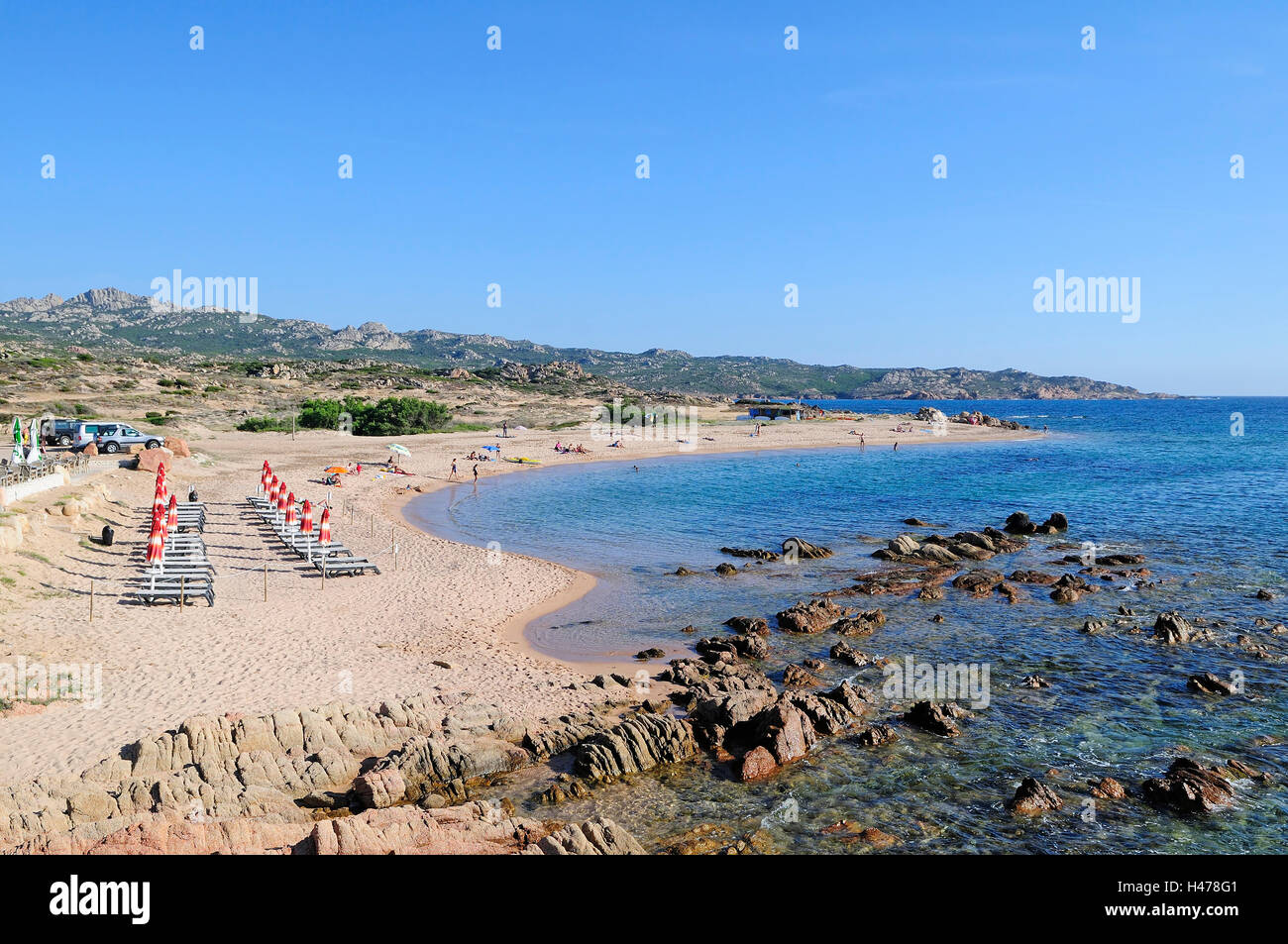 Vista sulla spiaggia di La Tonnara plage, Bonifacio Corsica, Francia, Europa Foto Stock