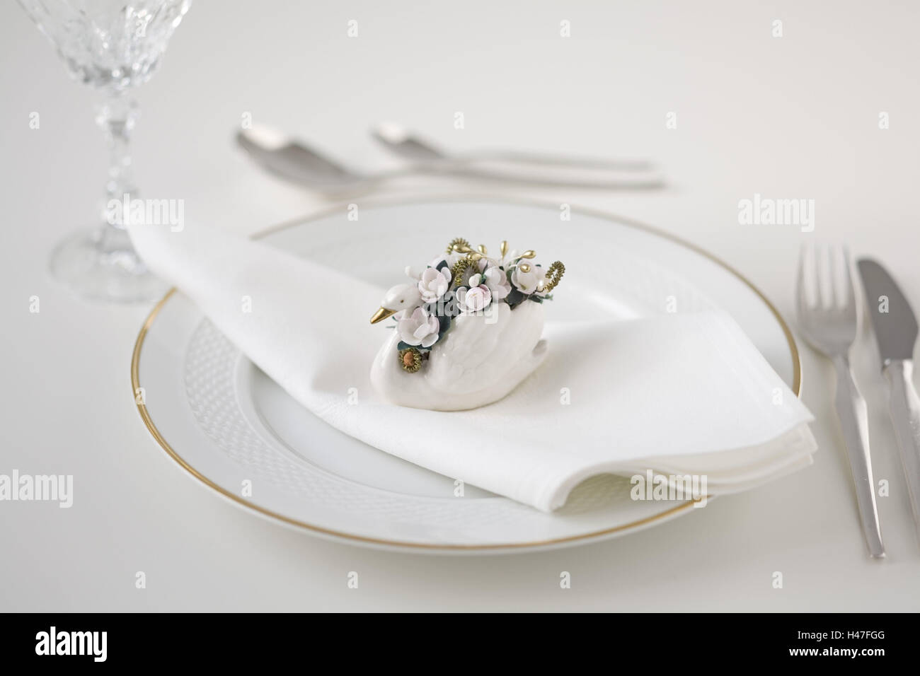 Conoscere coperti da tavola di porcellana Swan, Foto Stock