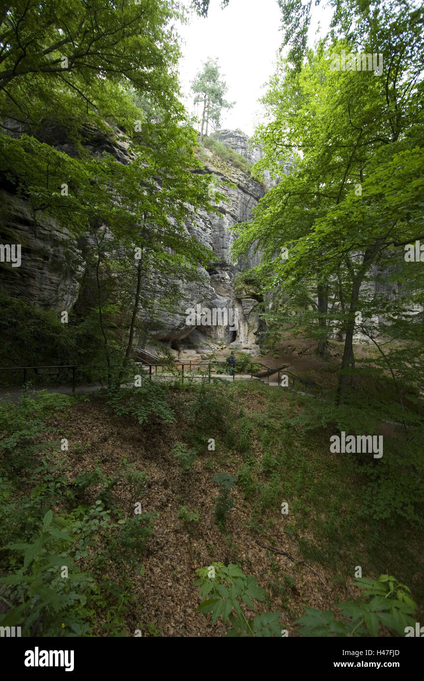 Sentiero escursionistico sul Bastei, Foto Stock