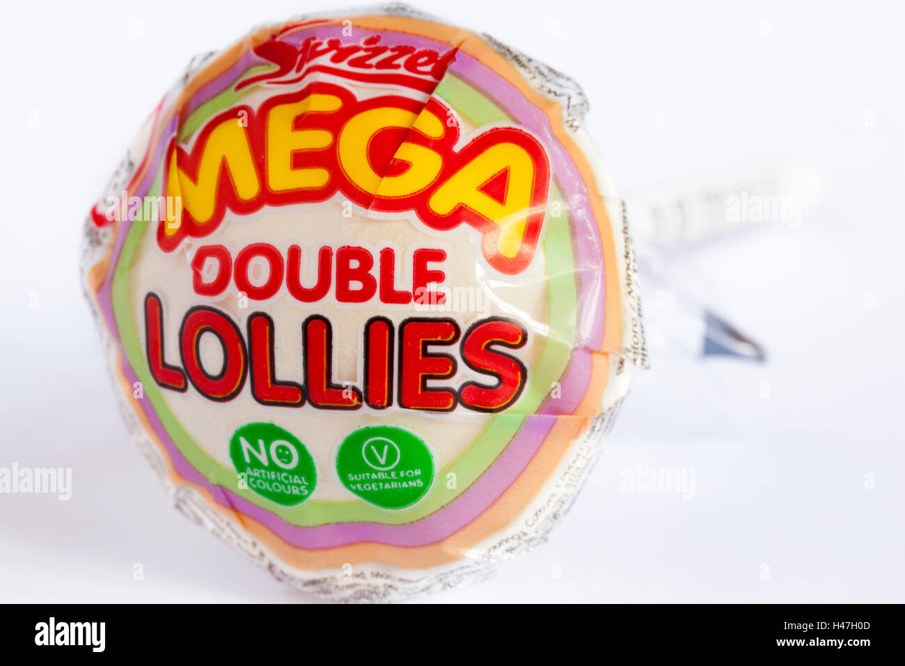 Swizzels mega doppia per lecca-lecca lollies isolati su sfondo bianco Foto Stock