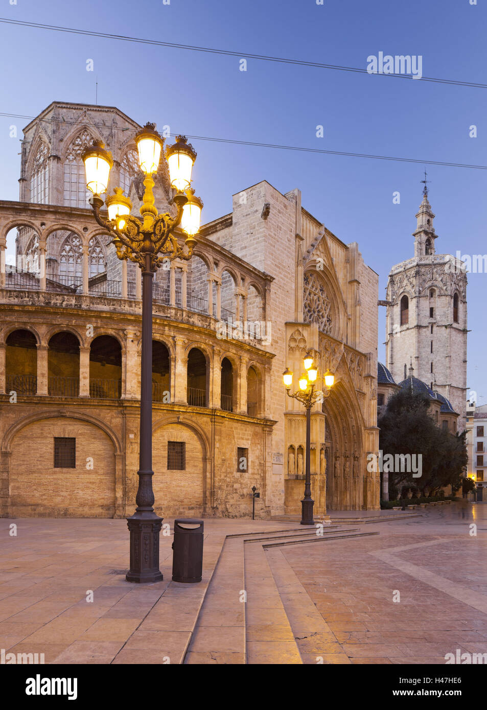 Spagna, Valencia, Plaza de la Virgen, Catedral de Santa María de Valencia, lanterna, Foto Stock