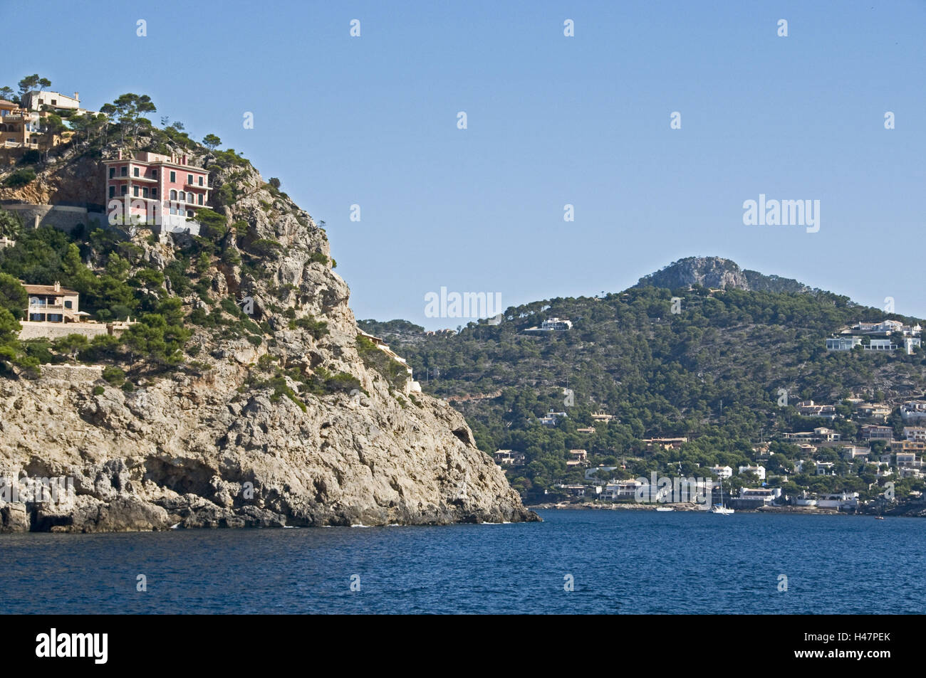 Spagna Isole Baleari Maiorca, Porto d'Andratx, ville, case di abitazione, Foto Stock