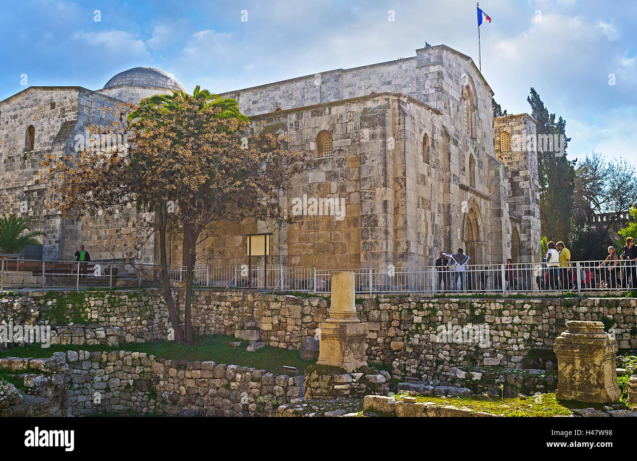 Il livello culturale del tempio bizantino è molto inferiore alla St Anne's Chiesa, conservate sin dal periodo dei crociati Foto Stock